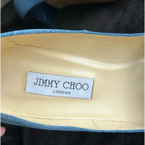 Jimmy Choo Abel Blue Denim Pointed Toe Pumps - Picture 8 of 8